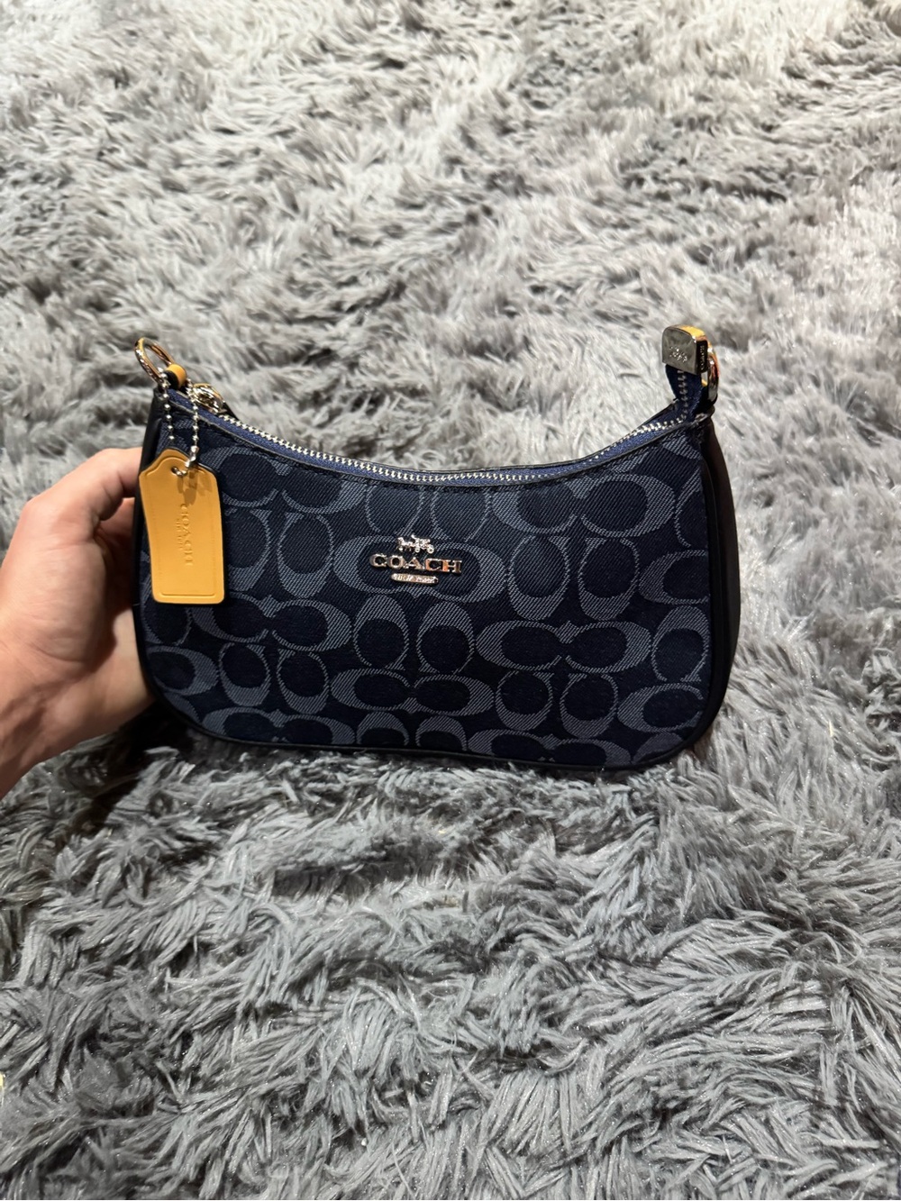 Coach Black Teri Shoulder Bag Signature Canvas / Leather with Leather Shoulder S